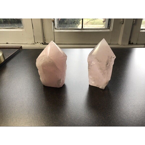 Pink Rose Quartz Tower Set Healing Love Stones Crystals Recharge Chakras 11 13oz - Picture 11 of 16